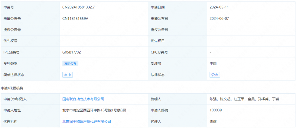 联合动力申请公布一项发明专利：“风电机组电网适应性仿真方法、装置及终端设备”